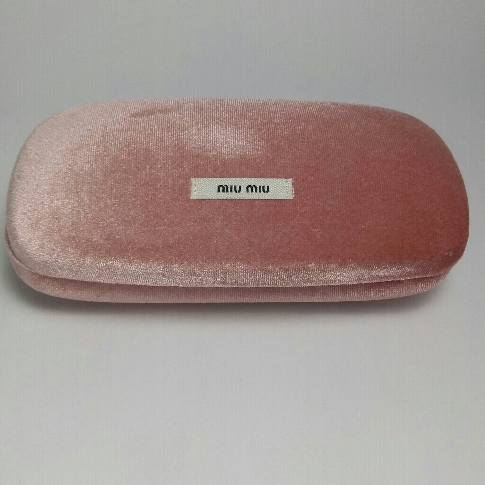MIU MIU Pink Velour Hard Clam Hinge Case SUNGLASSE